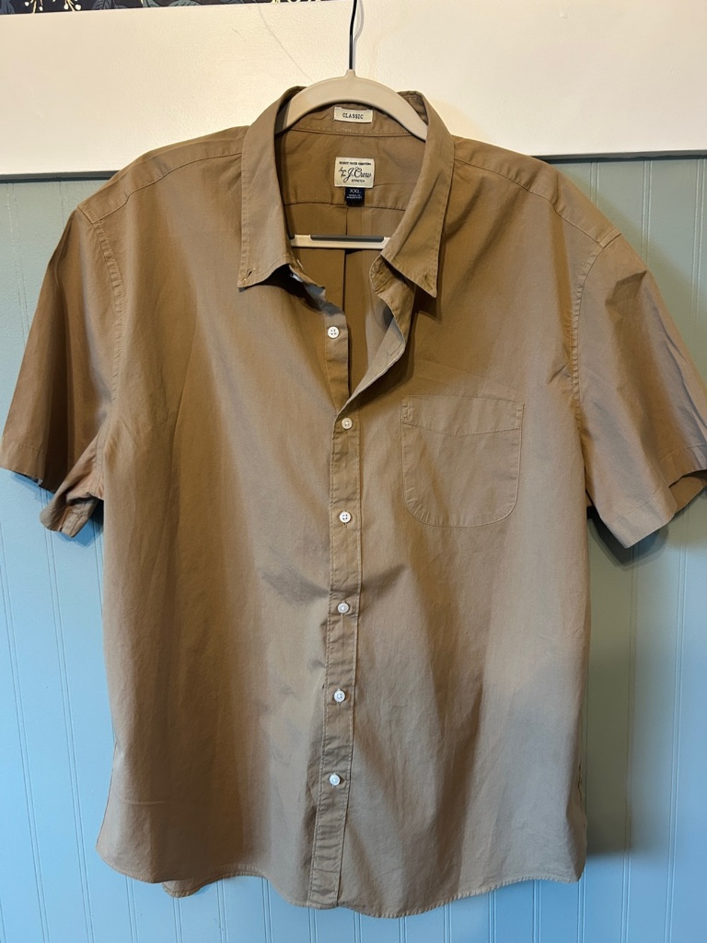 J. Crew Short-Sleeve Button-Down Shirt in Light Brown